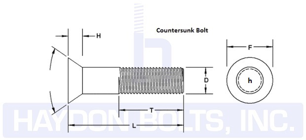 Countersunk Bolts A449 304 Stainless Haydon